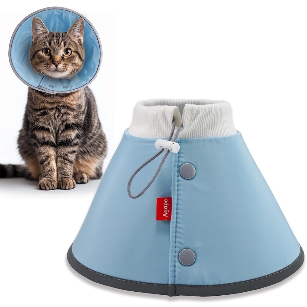 Agape Soft Adjustable Cone for Cats & Small Dogs, Water Repellent Recovery Cone